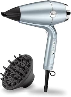 Secador de Cabelo Conair Hydro-Fusion com Difusor, 2 Velocidades, 2 Temperaturas 1875W Prateado 220V