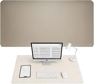 Mousepad Deskpad Grande 90x40cm Premium em Couro Ecológico | Deskpad Antiderrapante para Escritório e Home Office (Creme)