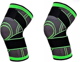 Kit 2 Joelheiras de Compressão Ajustável com Tiras Cruzadas Antideslizante Suporte no Joelho, Alívio de Dor, Estabilidade e Proteção para Corrida, Academia, Futebol e Recuperação