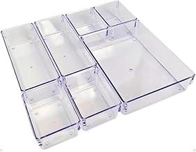 Kit 7 Organizadores de Gaveta em Acrílico Transparente - Bandejas Multiuso para Escritório, Banheiro, Maquiagem e Cozinha