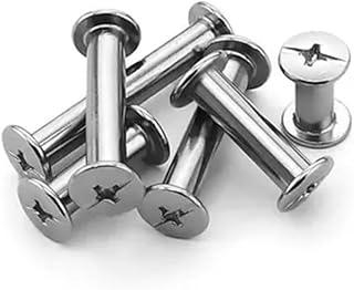 Parafuso de Metal Niquelado para Pastas, 15mm, 50 Peças