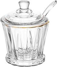 LYOR - Açucareiro de Cristal com Colher e Tampa com Fio de Ouro Radial 210ml