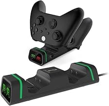 Carregador Duplo C/Led Compatível Com Controle X~box Series Ou Xbox One C/ 2 Baterias + 4 Tampas