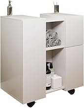 Gabinete Armario Banheiro Pia de Coluna Macau com Rodízios Branco