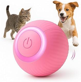 Bolinha Pet Inteligente Interativa Brinquedo para Gatos e Cachorros Movimento Automático Usb Elétrica Rotação 360° LED Bola Pet - Premium Rosa