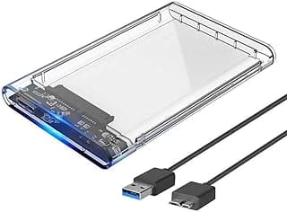 Case Externa 2.5" Alta Velocidade USB 3.0 e Sata 3, Transmissão 6Gbps, Suporte até 3TB, Design Transparente