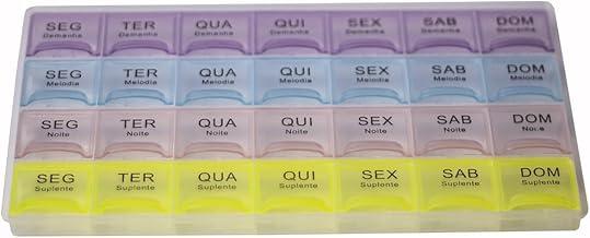 Porta Comprimidos Semanal 4X Dia Mensal Organizador Caixa de Remédios Medicamentos