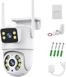 Câmera de Vigilância WiFi 6MP com Dupla Lente, Visão Noturna em Cores, Resistente à Chuva e Monitoramento Inteligente para Segurança Residencial