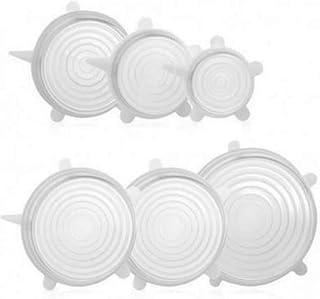 Kit com 6 Peças Tampas de Silicone Universal Ajustáveis e Reutilizáveis para Alimentos e Recipientes (Transparente)