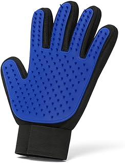 Luva Pet Magnética para Remoção de Pelos de Cachorro e Gato Escova Nano Massageadora Preta e Azul