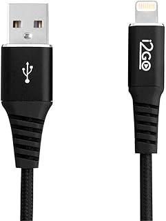 Cabo Iphone/Cabo Lightning I2GO Certificado MFi 2m 2,4A Nylon Trançado Preto - I2GO PRO