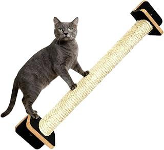 Arranhador para Gatos Passarela 80cm de Parede Horizontal, Sisal Natural 8mm, MDF 15mm Laminado, Moderno, Pré-montado (Preto)