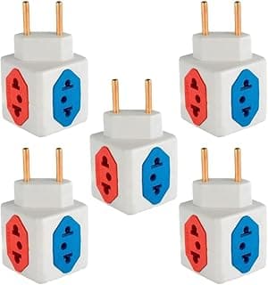 KIT Com 5 Adaptadores Benjamim Cubo 3D Com 3 Entradas de Tomada 10 Amperes E 1 Entrada de Tomada 20 Amperes CORES SORTIDAS Plug Padrão Novo 3 Pinos Resistente PREMIUM ONYK