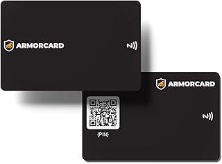 Gshield Cartão de Visita Digital ArmorCard compatível com NFC e QR Code, Compartilhe seus Dados de Contato Pessoais, Profissionais, Redes Sociais e Sites, Preto (2 Unidades)