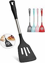 Espátula Vazada de Silicone 34cm com Cabo em Aço Inox – Resistente ao Calor – Cores Sortidas