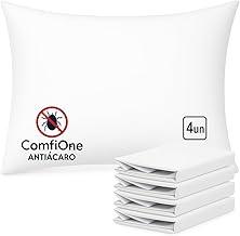 Kit 4 Fronhas Protetoras Capa de Travesseiro 50x70cm Impermeável para Proteção Antialérgica e Antiácaro com Zíper Invisível 100% Poliéster