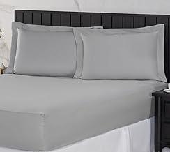 Jogo de Cama Casal Padrão 400 Fios Percal 03 Peças Com Aba Americana, Antiácaro, Anti-pilling com Toque Macio (Cinza, Casal)
