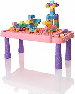 Mesinha Infantil com Blocos de Montar Educativo (Rosa)