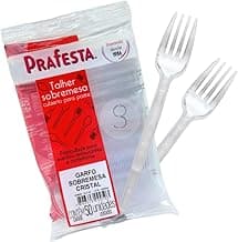 Kit 100 Garfos de Plástico Transparente para Sobremesa