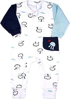 Macacão Bebê Menino Comprido Suedine Algodão Estampado Polvos