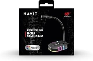 Microfone Gamer Havit GK58B USB, Iluminação RGB, Omnidirecional