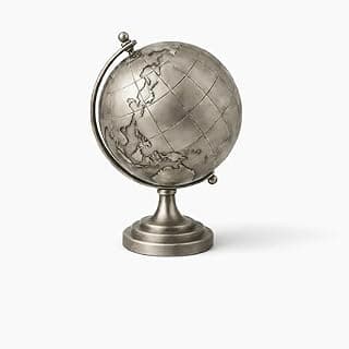 Globo Terrestre de Metal Giratório Decorativo Eixo com Marcador Mapa Mundi Enfeite Mesa Sofisticado Luxo Escritório Decoração (Prata) com 10% de desconto por R$ 52,11 na amazon
