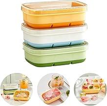 Kit 3 Mini Formas Gelo Silicone com Tampa Tempero Papinha de Bebe 6 cubo