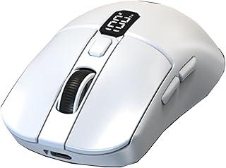 Mouse Sem Fio M30, 3 Modos (Bluetooth 5.2 + 2.4GHz USB), Tela LED, Recarregável Tipo-C, 4 DPI (800-2400), Clique Silencioso, Design Ergonômico 69g, Compatível com PC, Mac, Notebook - Branco