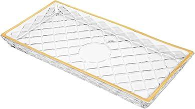 LYOR - Travessa para Servir de Cristal com Fio de Ouro Deli Diamond 28,5cm x 14,5cm x 2cm