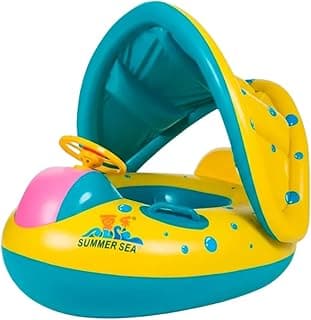 Boia Infantil Piscina Bebê Bote Inflável com Pezinho e Cobertura de Proteção para Crianças 6 Meses à 3 Anos com 20.85% de desconto por R$ 71,16 na amazon