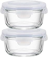 Kit 2 Mini Potes Herméticos Redondo Vidro Premium Transparente 130ml, Resistente, Tampa c/ 4 Travas de Segurança, Organizador de Alimentos, Porta Mantimentos, Reutilizáveis, Atóxico Livre BPA