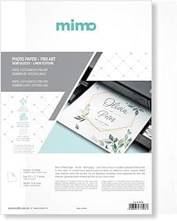 Mimo – Papel Fotográfico Semibrilho Textura Linho para Impressão - Corte Preciso – 200 g – A4 – 10 Folhas