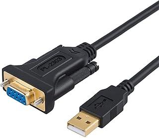 CableCreation Cabo USB para RS232 com chipset PL2303 de 2 metros, Conversor serial USB 2.0 para RS232 DB9 para caixa registradoras, modems, scanners, câmeras digitais, CNC, preto