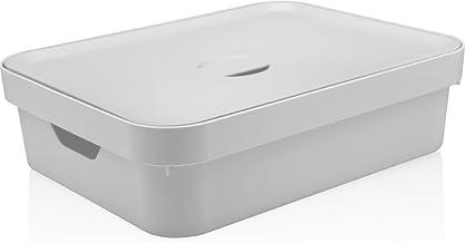 Ou Caixa Organizadora Multiuso Baixa com Tampa G 16L Branco Linha Cube