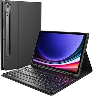 KB16S-S9-C Teclado Case para Samsung Galaxy Tab S9 e S9 FE 11"" com Teclado Bluetooth, Trackpad Integrado, Capa Protetora, Teclas Retroiluminadas e Suporte Ajustável