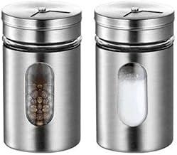 Combo 2 Portas Condimentos Inox com Visor Luxo para Saleiro Temperos e Especiarias (2 Qtd)