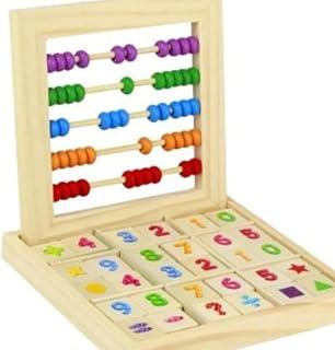 Ábaco de Madeira Educativo com 5 Hastes + Blocos Numéricos e Formas – Brinquedo Pedagógico Infantil