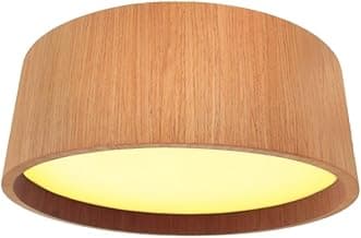 DSMIX RJ Luminária de Madeira Plafon de Sobrepor Teto Redondo 25cm Freijó para Cozinha Sala Escritório
