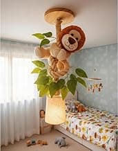 Luminária safari com cúpula tecido e Leão