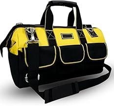 Bolsa de Ferramentas Profissional - Maleta de Ferramentas Profissional 16 Compartimentos, Preta e Amarela, Impermeável, Fundo Reforçado, Design Ergonômico em Tecido Oxford 600D, 45x24x31cm