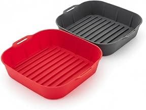 Kit 2 Formas De Silicone Para Air Fryer Antiaderente Quadrada 16 cm - Protetores Tapete De Silicone Forma Para Airfryer Fritadeira Quadrado