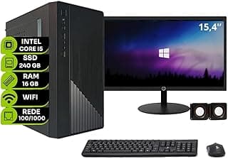 COMPUTADOR DESKTOP INTEL CORE I5 2400 16GB RAM SSD SATA 240GB MONITOR 15,4'' - KIT TECLADO, MOUSE E CAIXINHA DE SOM