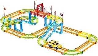 Pista de Corrida Mini Cidade com Ponte Estaiada, 95 Peças, Brinquedo Educativo com Carro, Circuito Colorido para Crianças