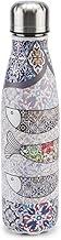 Garrafa Térmica Inox parede dupla com Design Moderno, Tampa de Rosca em Aço Inoxidável, 500ml Mosaico Peixe