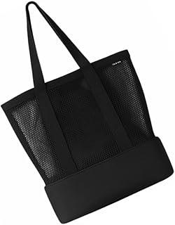 Bolsa de Praia Térmica de Rede Feminina Grande com Cooler Isolado Impermeável, Bolsa Tela Ventilada, Multiuso para Praia Piscina Academia Viagem Piquenique (Preto)