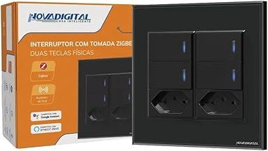 Interruptor 4x4 Zigbee 4 Teclas Físicas + 2 Tomadas Preto NovaDigital