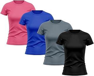Kit 4 Camisetas Feminina Proteção Solar UV Lisa Treino Academia Passeio Fitness Ciclismo Camisa