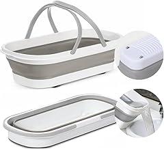 Balde Dobrável Silicone com Rodinhas - Balde para Limpeza Lavanderia Camping Apartamento - Compacto Portátil com Alça Dupla Resistente Multiuso Economia de Espaço - Amel