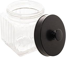 LYOR - Porta Mantimento de Vidro com Tampa em Metal Vegas Preta 1,2L