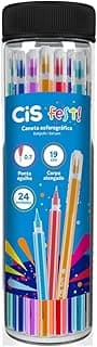 Caneta CIS Fest 0.7mm – Pote com 24 Unidades Sortidas – Ponta Agulha – Escrita Suave – Cores Tradicionais e Vibrantes com 15.02% de desconto por R$ 32,58 na amazon